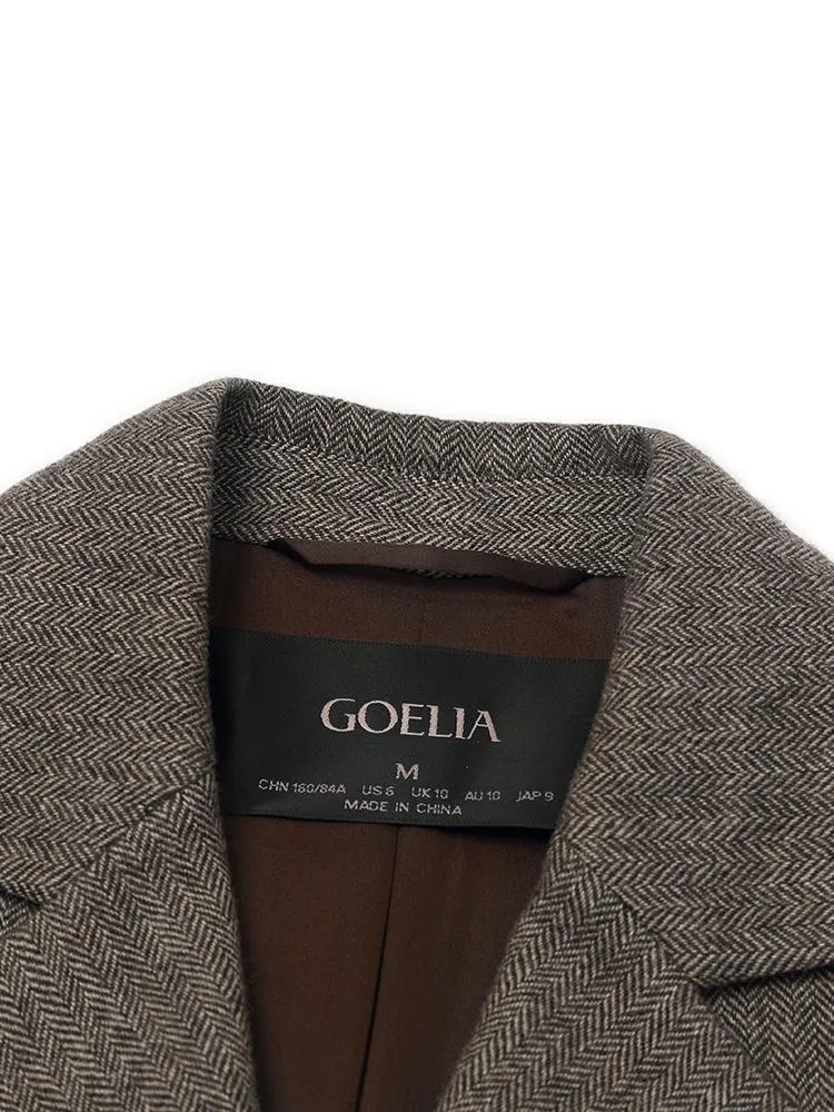 Washable Wool Notched Lapel Women Coat - GOELIA